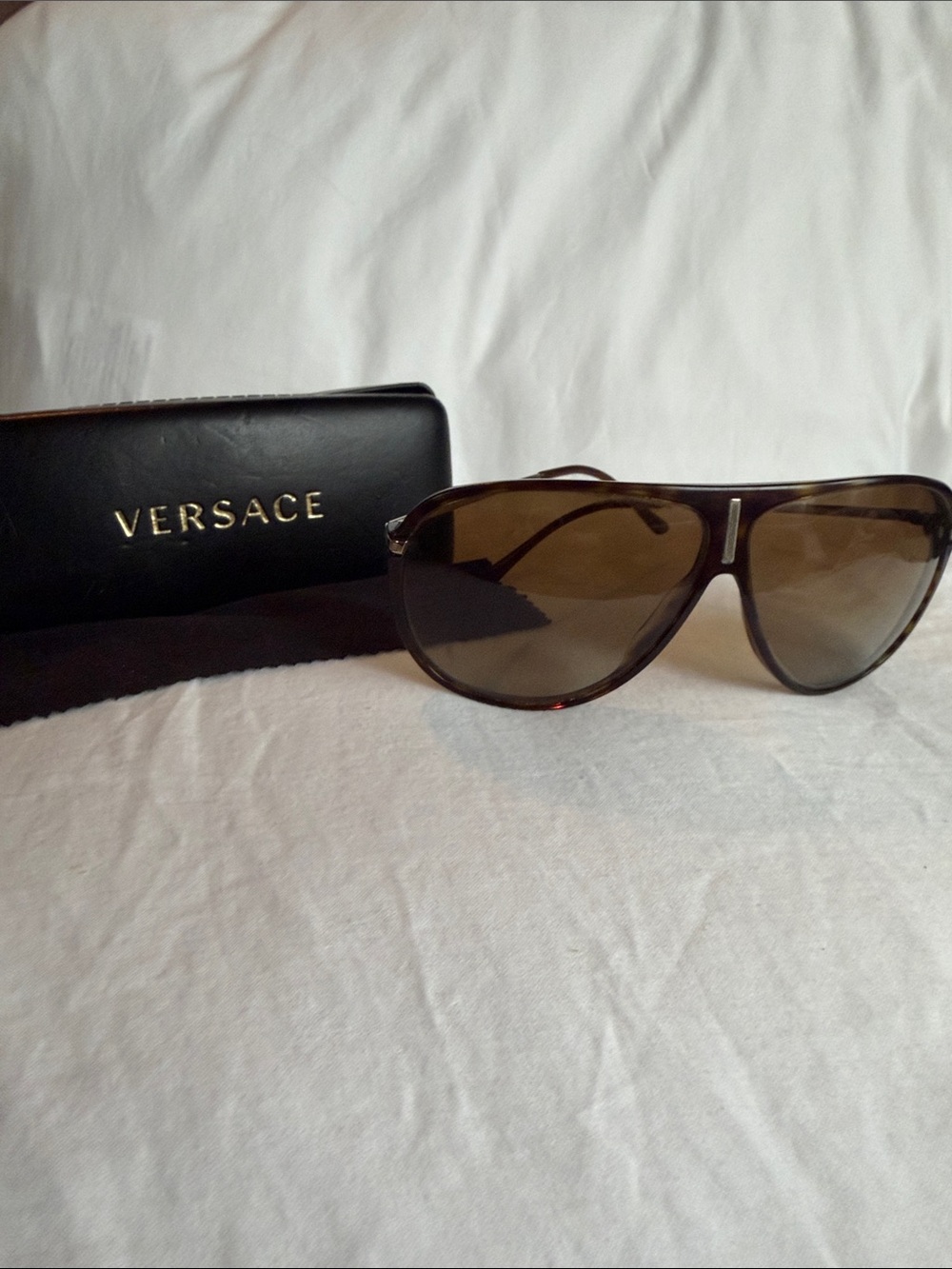 Versace Brown Tortoiseshell Aviator Sunglasses
